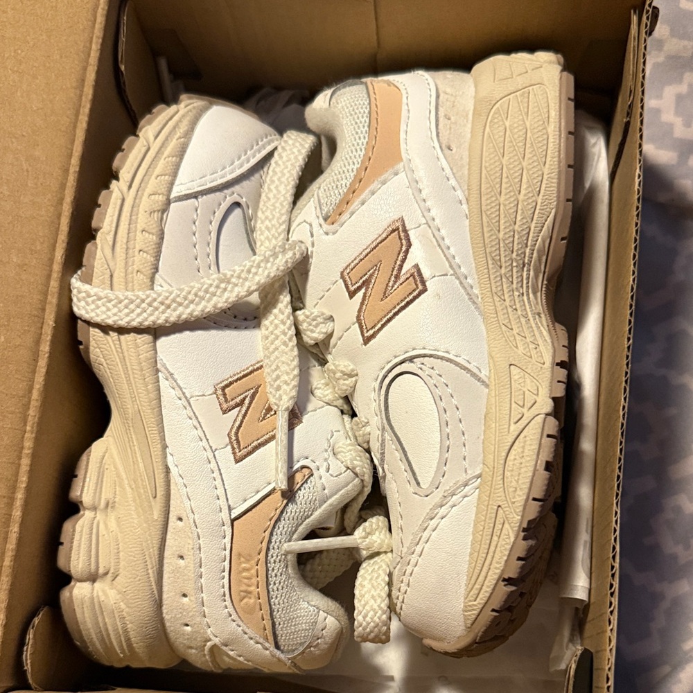 New Balance  White and Tan Sneakers Toddler